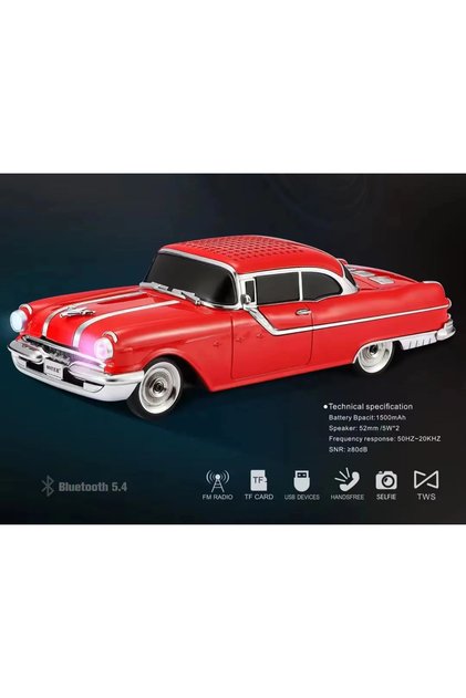 WS-598 Eşref Tek Klasik Araba Kablosuz Bluetooth Hoparlör Speaker Fm Radyo SD Kart USB