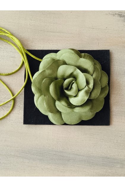 Necklace/choker Necklace/laced Satin Rose Necklace (GREEN)