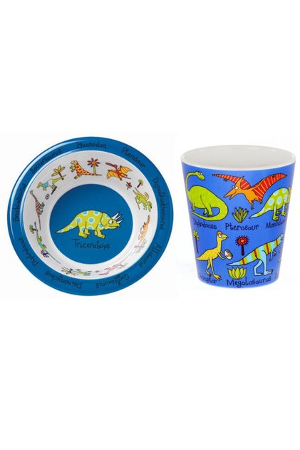 Melamine Food Bowl and Drinking Cup // Dino