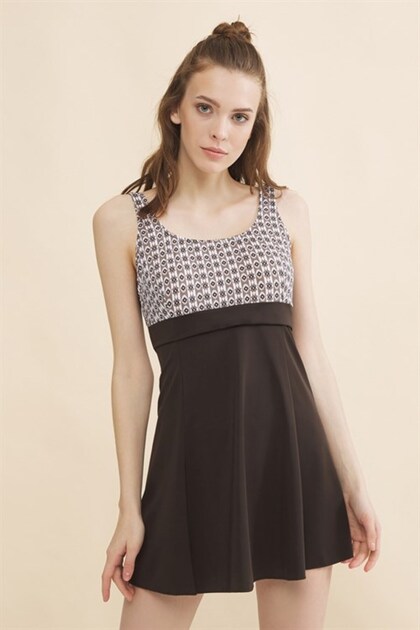 Dress Swimsuit Skirted Swimsuit Swimming Swimsuit Brown