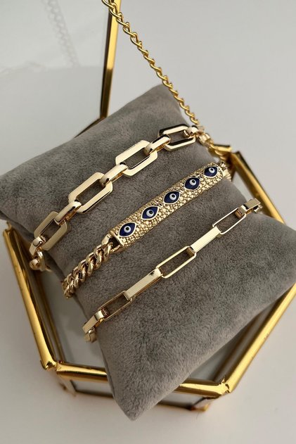 Evil Eye Detailed Multiple Bracelet Set (18cm)