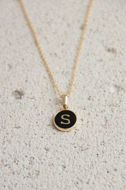 Gold Enamel Letter Necklace