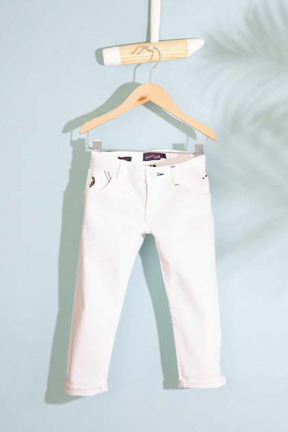 Boy's White Canvas Pants