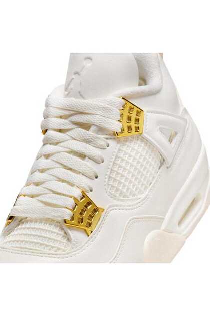 Nike Air Jordan 4 Retro Metallic Gold (W) deri kadın beyaz spor