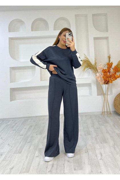 Modal Fabric Side Strip Wide Leg Tracksuit Suit