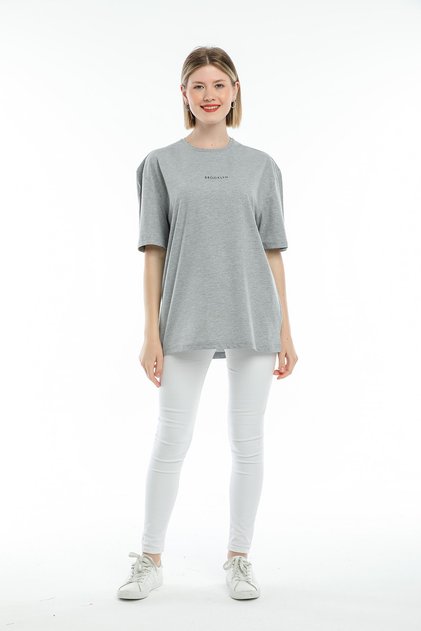 Women's Crew Neck Oversize Fit Brookyln Printed T-Shirt Spr21yk27