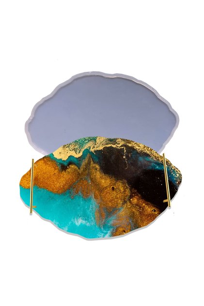 Epoxy Silicone Mold Native Oval Wavy Engagement and Promise Tray Mold 34.5X24.5 cm