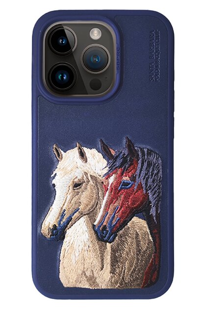 Sbprc iPhone 15 Pro Max Compatible Case Pu Leather Embroidered 3D Airbag Isidore Cover