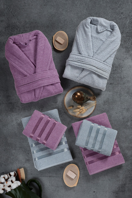 10 Piece Family Set Women & Men Bathrobe Set