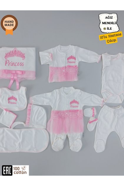 Newborn 10-Piece Hospital Outlet 100% Cotton Special Design Seasonal Embroidered Baby Girl Pink