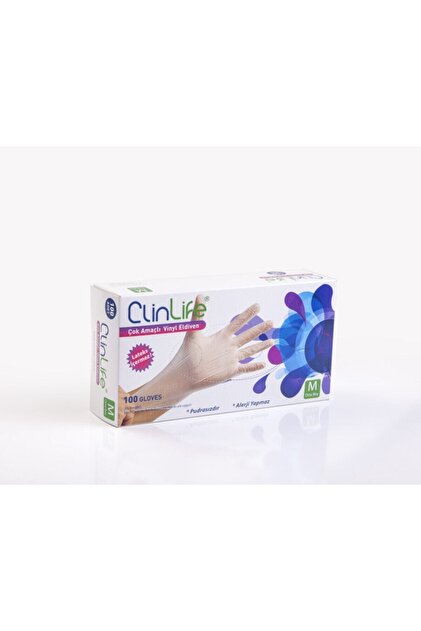 CLİNLİFE Pudrasız M Beden Vinyl Eldiven 100 Adet - Fiyatı, Yorumları