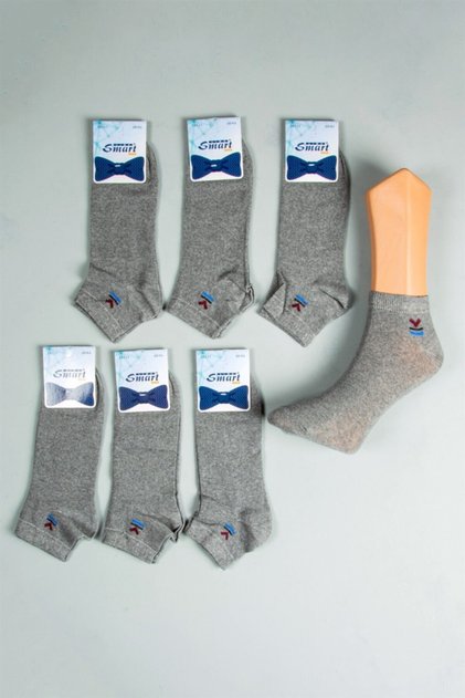 6-Piece Men's Gray Cotton Seasonal Breathable Booties Socks
