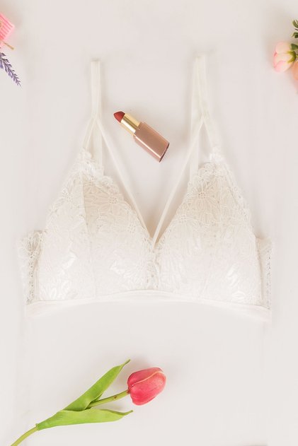 New Season 1210 Ecru Cross Pad Bralette