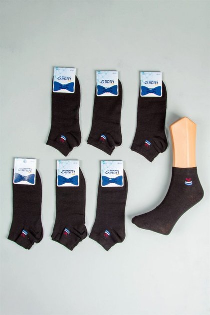 6 Pack Men's Black Cotton Seasonal Breathable Booties Socks