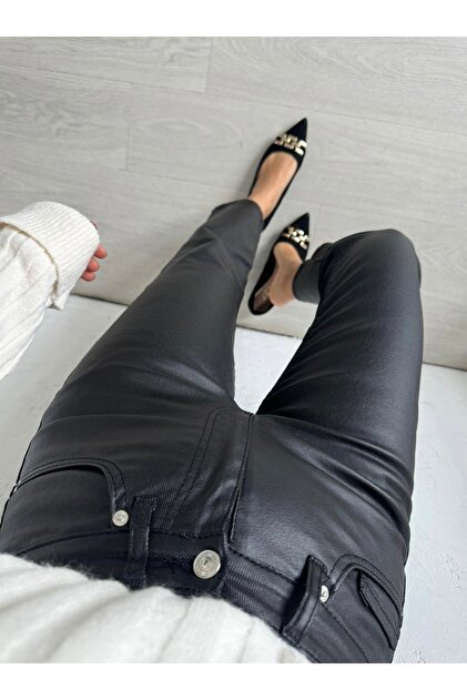 Kasın Siyah Mumlu Boyfit Jean