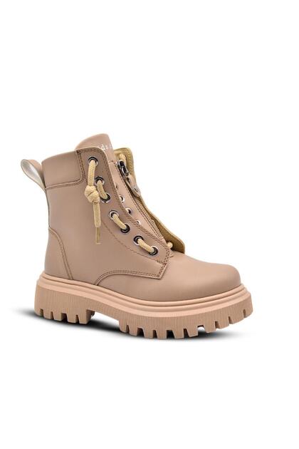 Rebecca Lace-Up and Zippered Girls' Boots Mink
