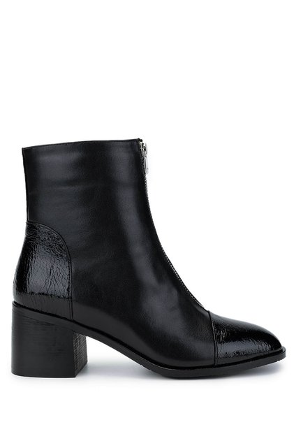 Women's Genuine Leather Black Heeled Boots