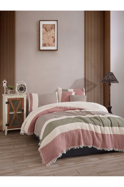 4 Layers Muslin Bedspread, Sofa Cover, Blanket, Double 240 X 220 Cm