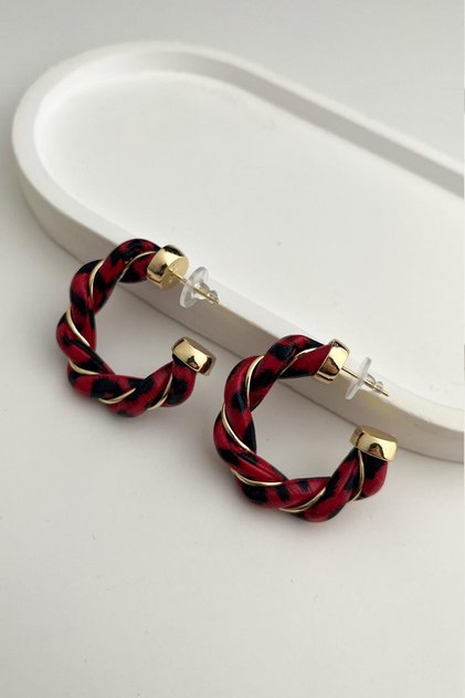 Leopard Pattern Lightweight Twist Hoop Earrings (3cm)