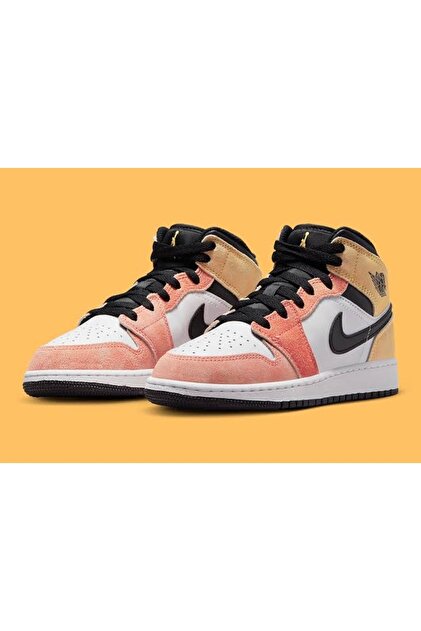 Nike Air Jordan 1 Mid SE Flight Club Beyaz Turuncu Sarı Erkek