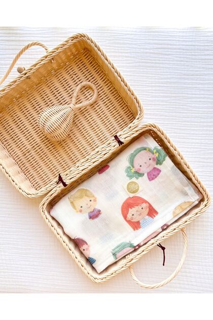 Organic Cotton Double Layer Patterned Muslin Blanket - 100*100