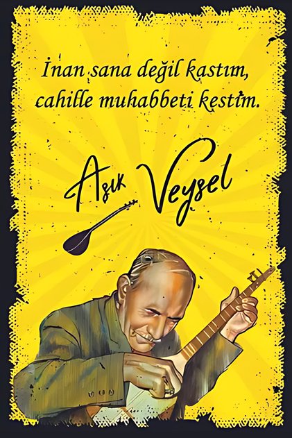 Aşık Veysel İnan sana değil kastım Retro Ahşap Poster Tablo (20x30)