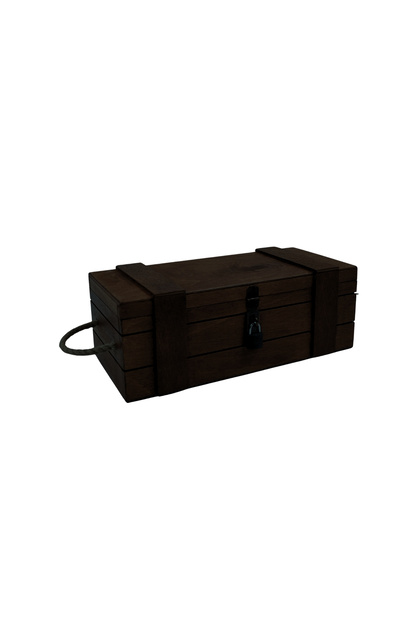 Beech Wood Black Large Box with Padlock - 34cm X 16cm (Height 12cm)