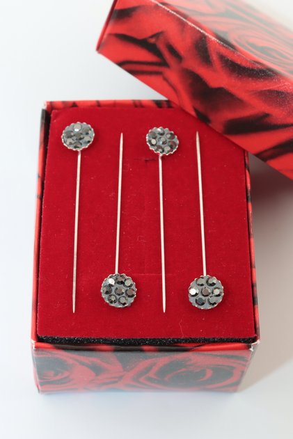 4-Piece Gray Stone Scarf Pin. Scarf Pin. Shawl Pin. Turban Pin. Headscarf Pin.