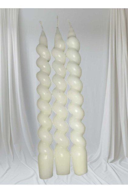 3’li Burgu Şamdan Mum 20 Cm Kusursuz Model Vanilya Aromalı