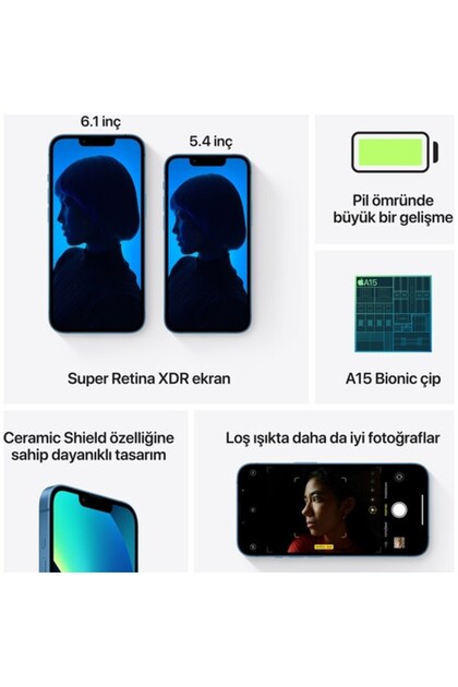 Apple iPhone 13 128 GB Mavi Cep Telefonu (Apple Türkiye Garantili