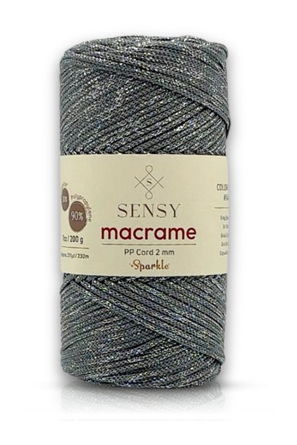 Premium Silvery 200 Gr Polyester Macrame Thread Grey 2 mm - 230 m Supla Thread and Bag Thread
