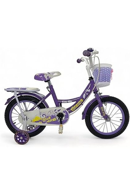 12-Inch Girls Bike, Kids Bike For Girls With Lighted Training Wheels & Disc Brakes, Bicycle With Front Basket & Rear Seat, Kids Bike With Distinctive Design, Suitable for 3-6 Years