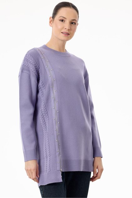 Lilac Knitwear Tunic - Zipper Detailed