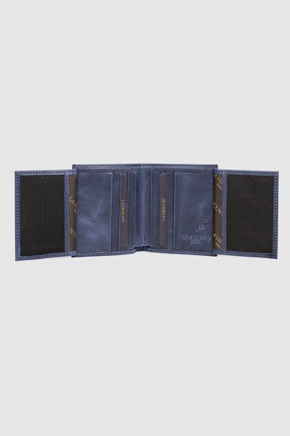 La'Graccio Paris Genuine Leather Men's Wallet Crazy Navy Blue