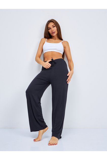 Women's Loose Fit Wide Leg Comfortable Oversize Thin Palazzo Trousers Gray