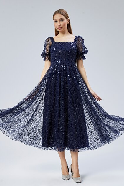 Asees Women's Evening Dress and Graduation Dress Sweetheart Neckline Pearl  Beaded Evening Dress- Trendyol