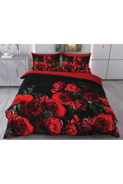 Red Roses Digital Printed 3D 3 Dimensional Double Duvet Cover Set Code: Alena