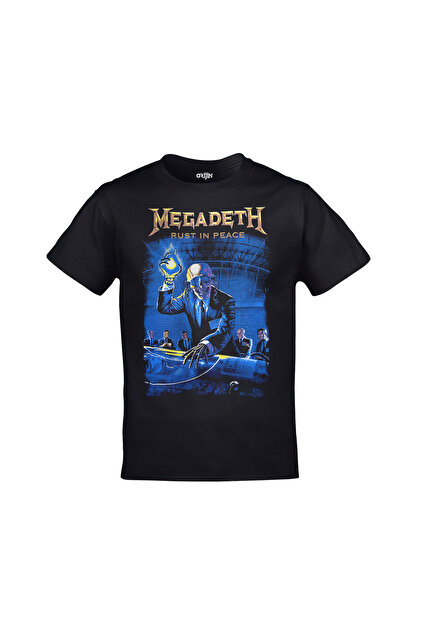 Orijin Tekstil Unisex Siyah Megadeth Rust In Peace Baskılı Tshirt