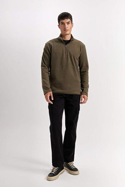 Defacto Haki Tüylenme Yapmayan Soğuk Geçirmez Regular Fit Dik Yaka