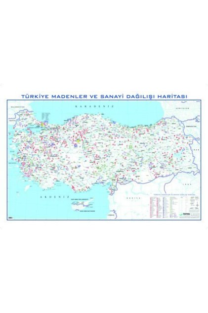 Türkiye Mines and Industry Distribution Map 80x135 cm