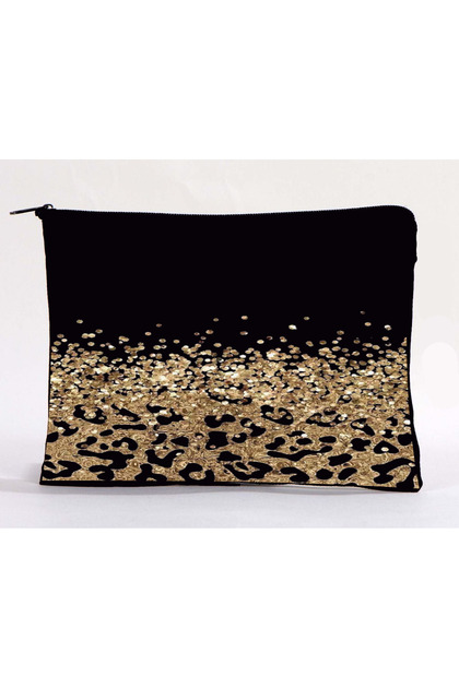 Black Leopard Print Makeup Bag - Raw Cloth Pen Holder Box