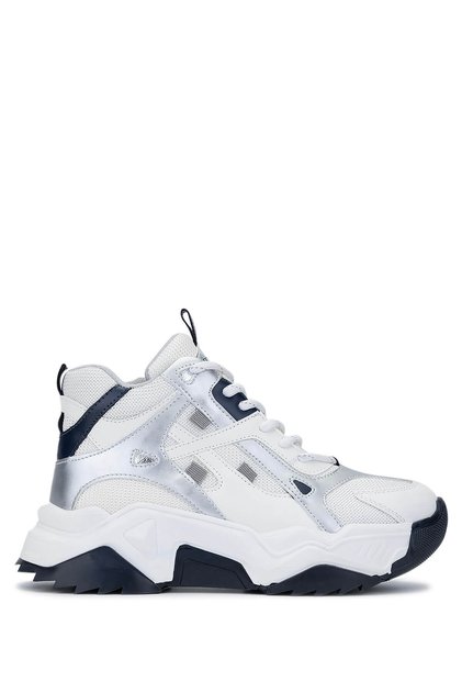 Women's Vegan White/Navy Blue Sneakers & Sports Boots