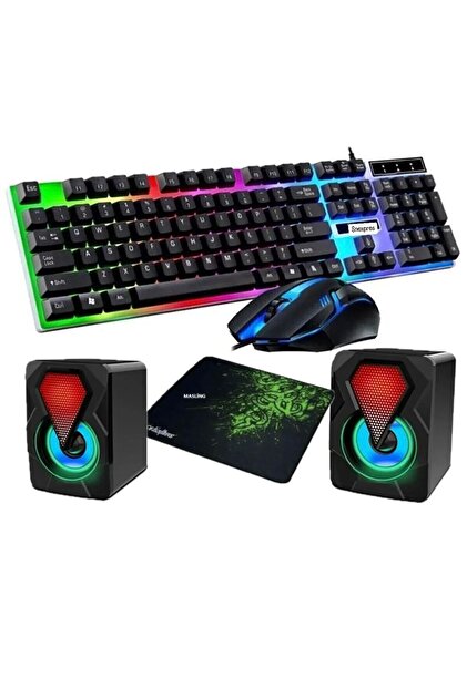 MASLİNG Profesyonel Işıklı klavye - mouse- mousepad Led Işıklı Rgb