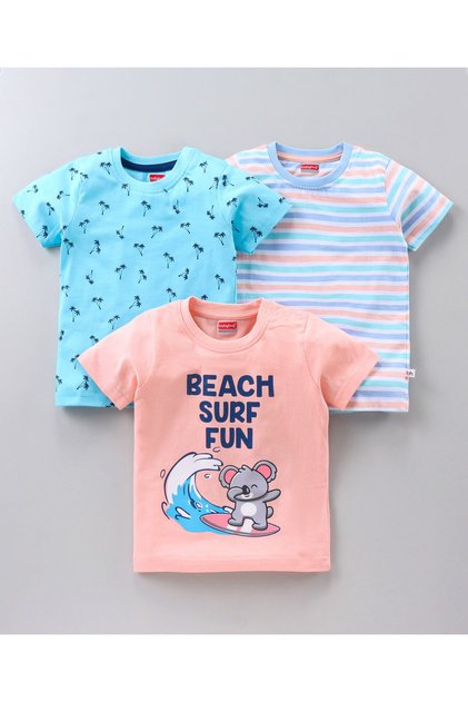 Half Sleeves T-Shirts Multi Print Pack of 3 - Multicolour
