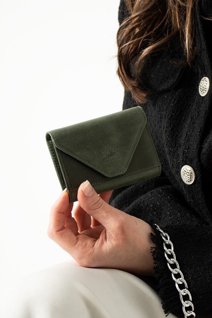 Genuine Leather Unisex Accordion Card Holder, Business Card Holder