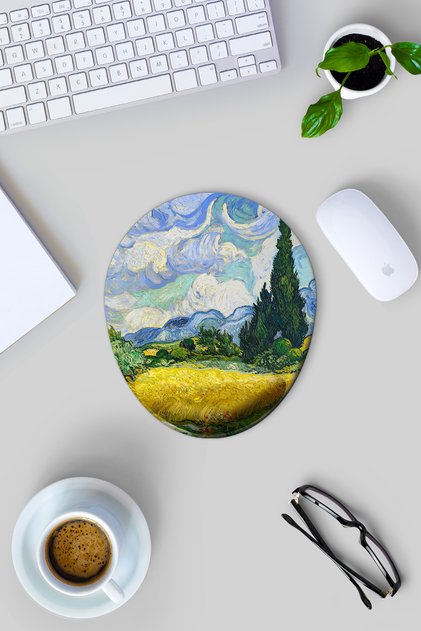 Van Gogh Green Field Desenli Bilek Destekli Mouse Pad