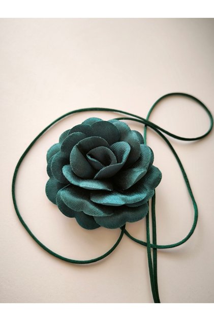 Necklace/choker Necklace/laced Satin Rose Necklace (ZIMRUT GREEN)