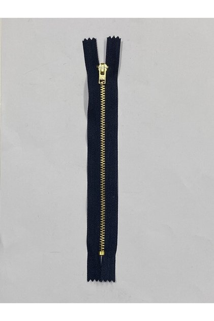 Jeans zipper / iron tooth trouser zipper / navy blue gold teeth 18 cm