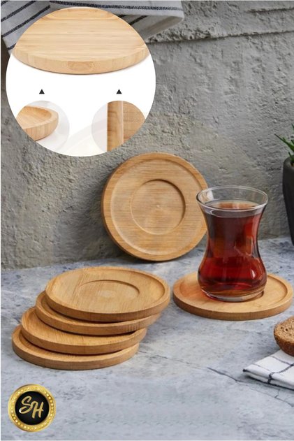 Round Bamboo Tea Plate Base 6 Pieces