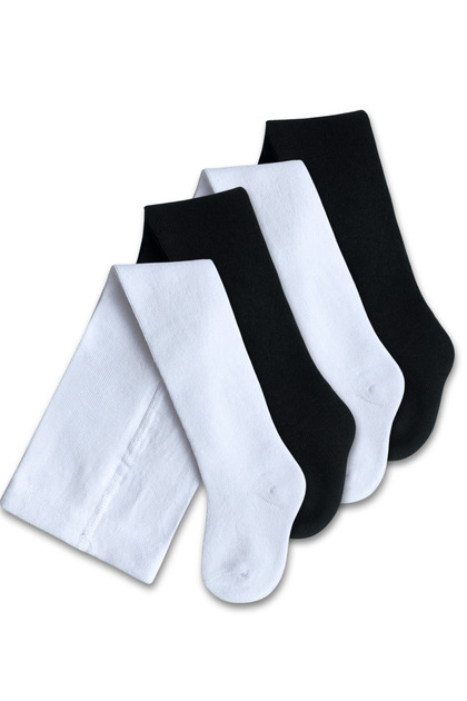 Cotton Black and White Pantyhose Set of 4 / Girls Boys Baby Kids